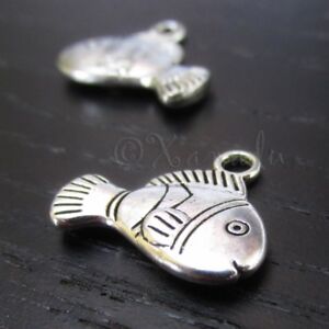 Clown Fish 17mm Wholesale Antiqued Silver Plated Charms C8686 - 10, 20 Or 50PCs