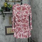 Namyang Ruched Front Long Sleeve Babydoll Dress Red Floral See Measurements