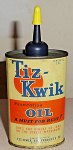 Vintage 3 Oz Old Oval TIZ KWIK Penetrating Oil Can - Handy Household Oiler Tin