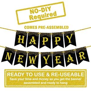 , Happy New Year Banner 2024 - Large 10 Feet, No DIY | Gold Happy New Year