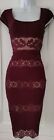 Womens Phase Eight Burgundy Floral Lace Crepe Cap Sleeves Occasion Pencil Dress8