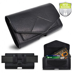 Universal Leather Belt Clip Pouch Wallet Carrying Case Cover For iPhone Samsung