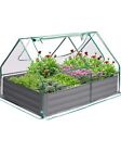 New ListingQuictent Raised Garden Bed with Cover Outdoor Galvanized Steel Planter Box Ki...