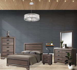 Kings Brand Furniture - Black/Brown Wood Modern King Size Bedroom Furniture Set