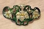WATSON Art Nouveau Sterling Silver Guilloche Enamel Lily Flower Large Brooch
