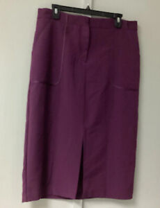 Simply Styled Womens Size 14 Pencil Skirt  Plum Purple Slit Front Zipper NWT