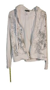 BCBGMAXAZRIA White Embroidered Zip Up Jacket XL NWOT(Defect)