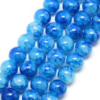 50 Crackle Glass Beads 8mm Royal Blue Veined Bulk Jewelry Supplies Mix Unique