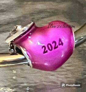 Authentic Pandora 2024 Pink Heart Graduation Charm