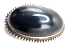 Vintage Sterling Silver  Mexico Large Classic Black Onyx Brooch