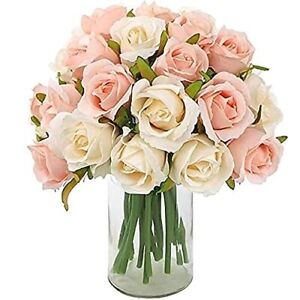 24 Heads Artificial Rose Flowers Bouquet Silk Flower Roses With Stems For Mother