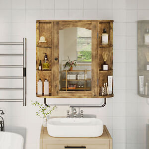 Home Wall Mount Bathroom Cabinet Kitchen Medicine Storage Organizer with Mirror