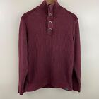Original Weatherproof Vintage Henley Sweater Men's M Burgundy Heavyweight Knit