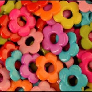 BULK!!   100 Cute Daisy Flower Beads - Small Bird Toy Parts 3/4'' - 1/4'' HOLE