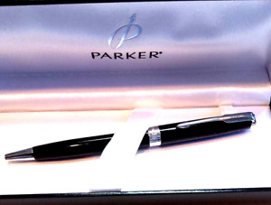 Parker Sonnet  Ballpoint Pen Slim Gloss Black Paladium Trim  2x Ink