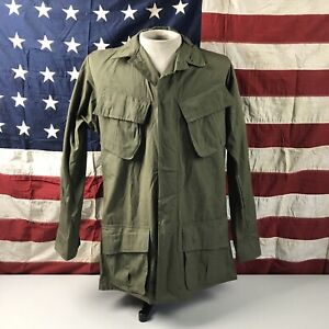 Vtg 1969 US Army Rip-Stop Poplin OG 107 SMALL-LONG Tropical Jungle Jacket Mint