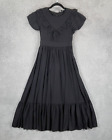 Nuon Dress Womens Large Black Ruffle Tie Waist Maxi