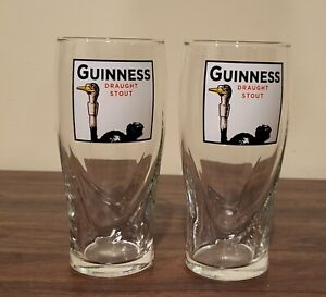 2 Guinness Draught Stout 20 oz Pint Beer Glasses Ostrich Logo Irish