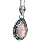 Wholesale 925 Sterling Silver Rose quartz Jewelry Pink Rose quartz Pendant-P045