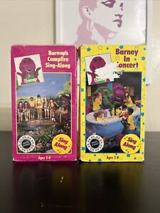 Vintage Barney Tapes (2 VHS Tapes, 90’s) Campfire Songs & Barney In Concerts