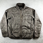 Simms Jacket Mens Medium Brown Puffer Primaloft Fishing Logo Outdoors Ripstop
