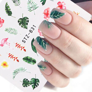 Nail Sticker Flower Butterfly Decal Green Watermark Applique Nail Art Decoratio#