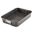Bakeware Nonstick Steel Roaster with Removable Flat Rack 10.5 Inch 15 Inch