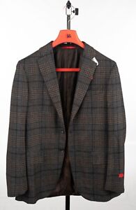 ISAIA 'Nuova S' Brown Cashmere Sport Coat Glen Check Modern Fit 40 R (EU 50)