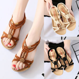 Women Sandals Shoes Elastic Strappy Summer Open Toes Comfy Ladies Flat  Shoes