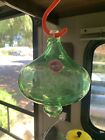 New ListingArt glass Hummingbird Feeder: Artisan  Glass Works; Stunning Green W/perches