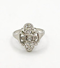 Lady's 14kt White Gold Vintage 1950's Natural Diamond Cocktail Ring .23ctw Sz 8