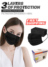 100/50/10 PCS Black Face Mask Mouth & Nose Protector Respirator Disposable Masks