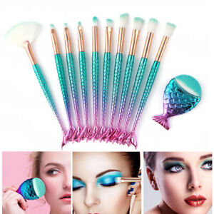11pcs mermaid makeup brush set foundation eye shadow eyeliner lip brush brandnew