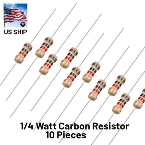 Carbon Film Resistor 1/4W .25 Watt 5% Tolerance | 10 Pieces | US Shipping