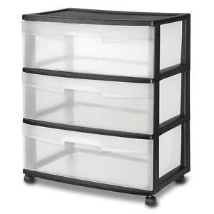 Black Wide 3 Drawer Cart for any room of the home, Single unit option
