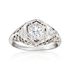 Vintage .57 Carat Diamond Filigree Ring in 18kt White Gold. Size 6