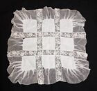 Antique Victorian White Lace Hanky Handkerchief Doily Floral Delicate Lacy