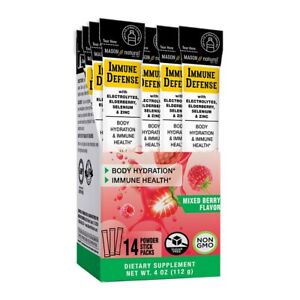 Mason Natural Immune Defense w/ Electrolytes Elderberry, 14 Dissolve Stick Packs