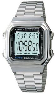 Casio A178WA-1AV, Metal Illuminator Chronograph Watch, Alarm, 10 Year Battery
