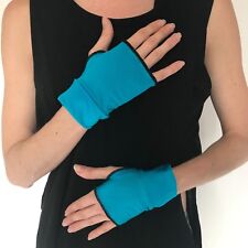 Short Costume Gloves Blue Arm Cuffs Shiny Wetlook Womens Cosplay Spandex Cyber