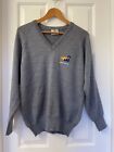 Vintage Wool V-Neck Sweater Australia Logo Kangaroo Blue Gray Long Sleeve Size M