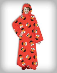 New Sesame Street ELMO Adult Size Fleece Hooded Throw WITH ARMS Blanket Snuggles