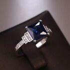 14k White Gold Blue Sapphire Engagement Ring for Women...