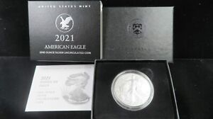 2021 American Silver Eagle UNC West Point $1 Coin w/ OGP and COA Lot#1632