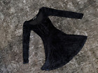 Betsey Johnson Vintage Crushed Velvet Black 90s Skater Dress Lace S, P