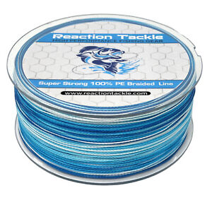 Reaction Tackle Braided Fishing Line / Braid - Blue Camouflage / 4 and 8 Strands