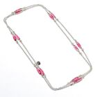 Brazil Pink Rubillite Gemstone Handmade Sterling Silver Jewelry Necklace 36