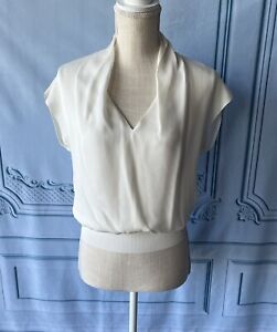 Theory Size:S Women Short Sleeve Top 100% Silk Blouse Ivory