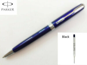 Excellent Parker Sonnet Ballpoint Pen Blue Silver Clip 0.7mm Ink M Black Refills