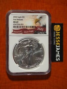 2022 $1 AMERICAN SILVER EAGLE NGC MS69 FIRST RELEASES BALD EAGLE LABEL